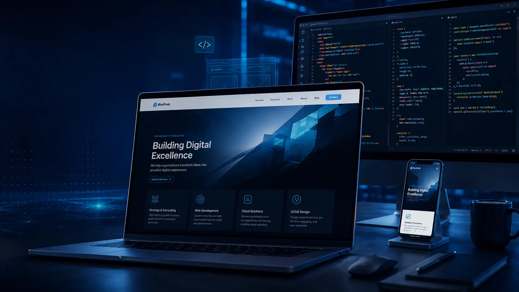 Mockup de sitio web profesional empresarial